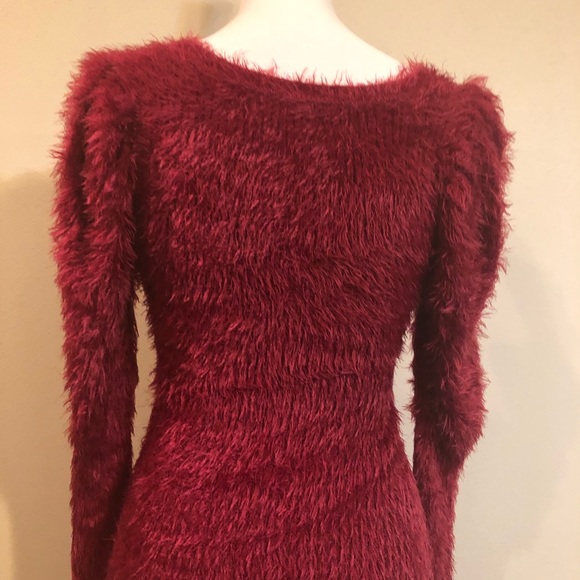 NWOT 4SI3NNA Fuzzy Red Long Sleeve Sweater Dress - Picture 10 of 14